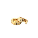 Avril Gold Sparkle and Black Stone Huggie Earrings